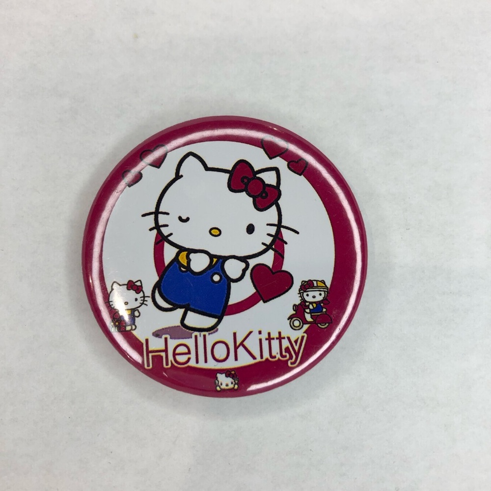 Sanrio Hello Kitty Pins 2.5 inches with Plastic Back Red with Heart